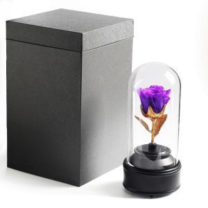 Rose eternelle <br> boite a musique<br>violette - Rose Eternelle La boutique