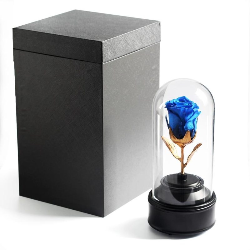 Rose eternelle bleu Avec boite a musique - Rose Eternelle La boutique